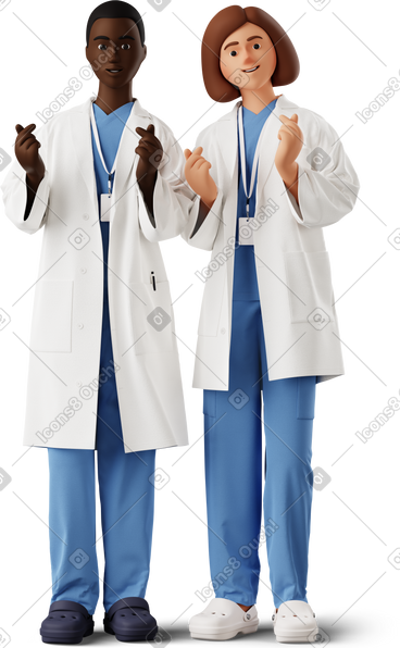 Two doctors making finger heart PNG, SVG