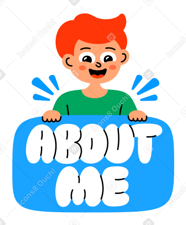 lettering sticker about me boy Illustration in PNG, SVG