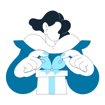 Woman ties a bow on a gift PNG, SVG