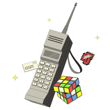 Téléphone nokia rétro et rubik's cube PNG, SVG