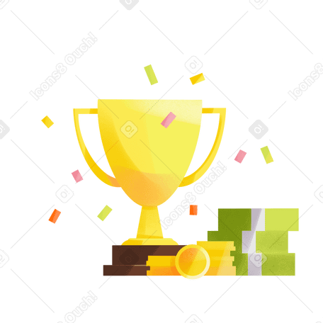Winner cup and money Illustration in PNG, SVG