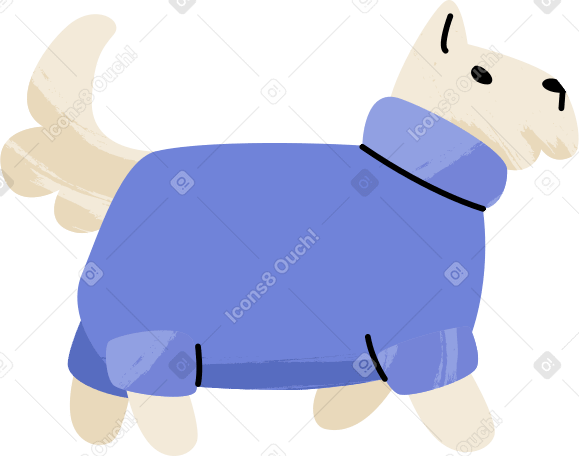 dog in a winter coat Illustration in PNG, SVG
