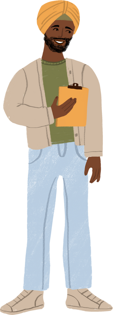 man in turban smiling with a clipboard in his hand PNG, SVG