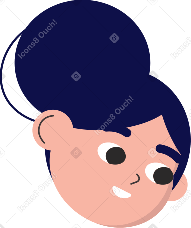 head of a smiling girl with a ponytail Illustration in PNG, SVG
