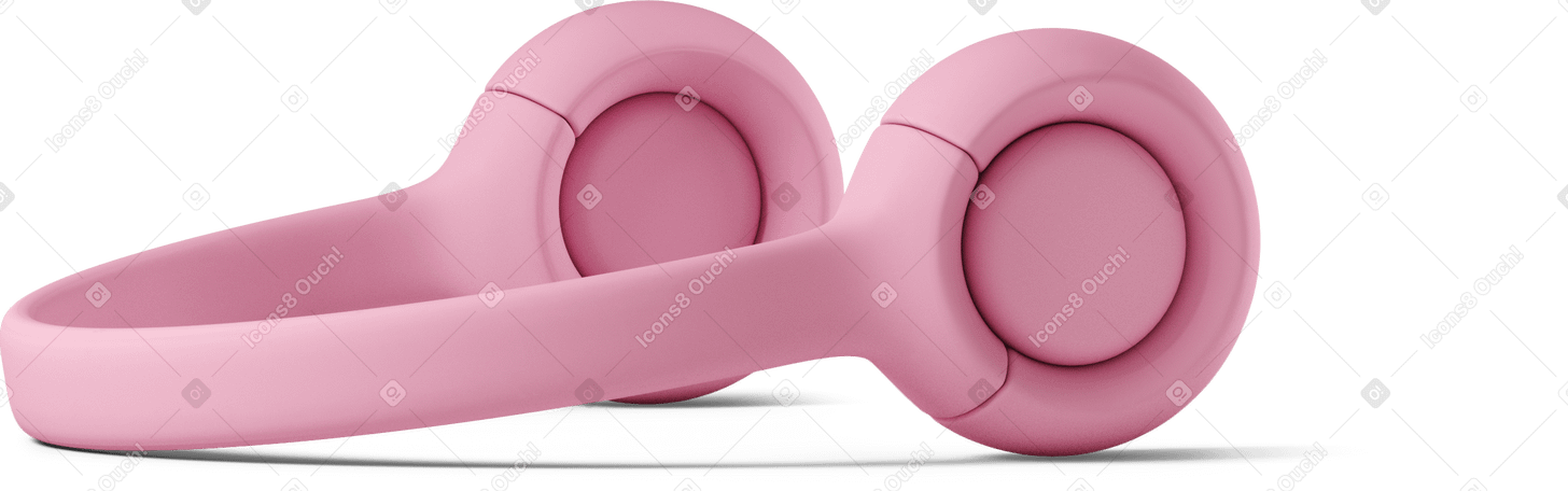 3D pink headphones on ground Illustration in PNG, SVG
