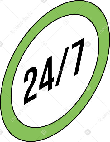 Круг с цифрами двадцать четыре на семь в PNG, SVG