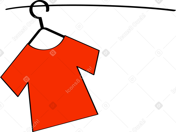 Cintre avec un t-shirt rouge sur une corde PNG, SVG