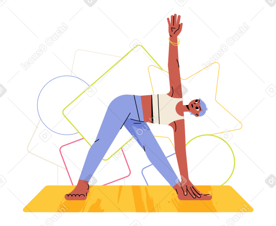 Girl doing yoga with triangle pose PNG, SVG