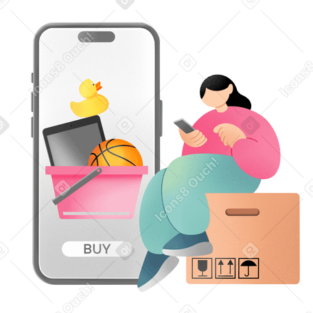 Young woman making an order in the online store PNG, SVG
