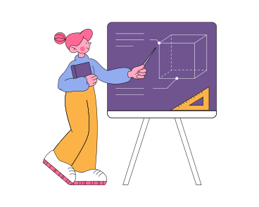 Woman teacher pointing at blackboard PNG, SVG