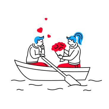 Man gives a woman flowers on a boat PNG, SVG