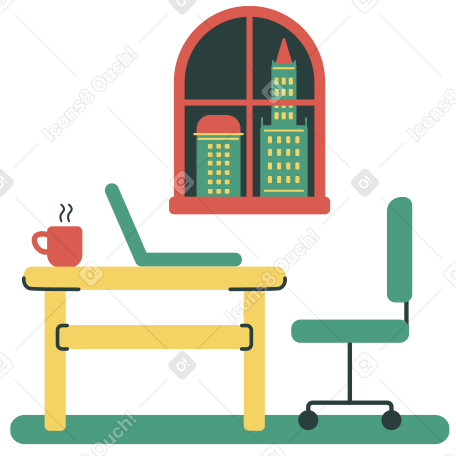 Workplace Illustration in PNG, SVG