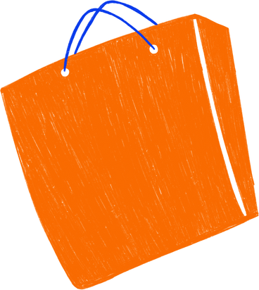 orange paper bag with blue handles PNG, SVG