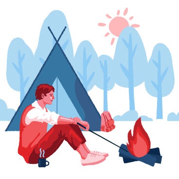 Man enjoying outdoors by campfire PNG, SVG