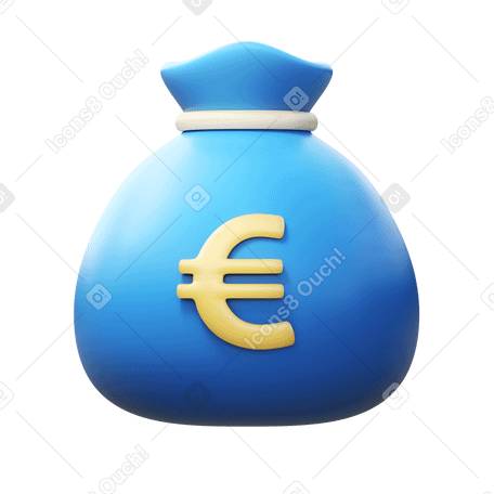 3D euro money bag  в PNG, SVG