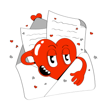Love letter with flirty heart and confetti PNG、SVG