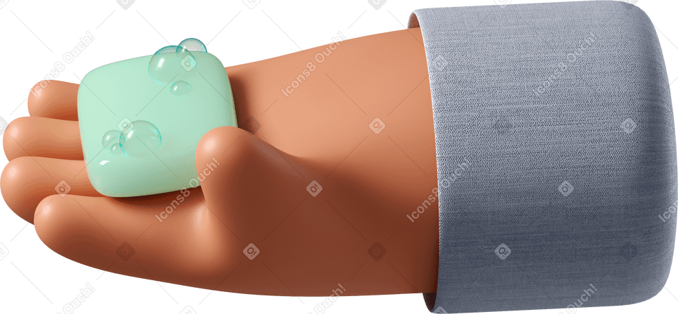3D Tanned skin hand holding soap PNG, SVG