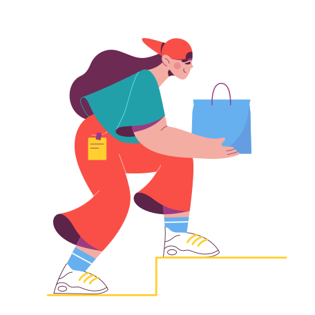 Order Completed by a delivery girl Illustration in PNG, SVG