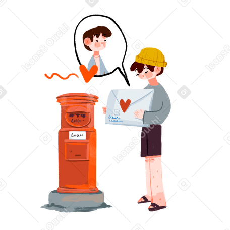 boy sending a love letter to a boy PNG, SVG
