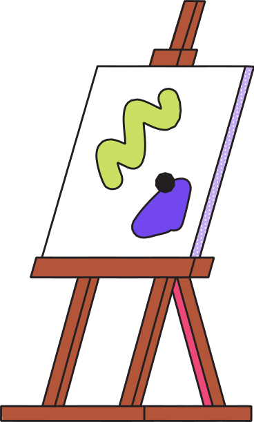 easel with a painting by the artist PNG, SVG