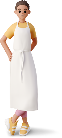 girl with apron Illustration in PNG, SVG