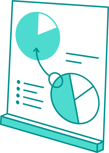 Whiteboard with a pie charts PNG, SVG