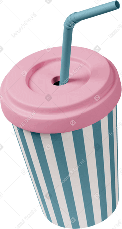 3D soda cup with straw PNG, SVG