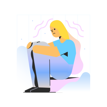 Upset woman sitting anxiously PNG, SVG