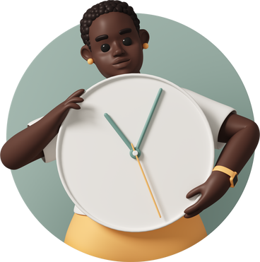 Woman holding clock in front of her PNG, SVG