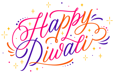 Lettrage joyeux diwali avec éléments florissants texte multicolore PNG, SVG