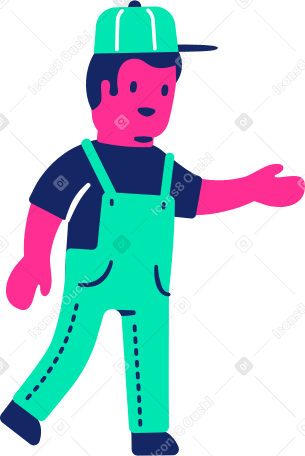 delivery worker man in cap jumpsuit Illustration in PNG, SVG