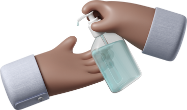 Brown skin hands using sanitizer PNG, SVG