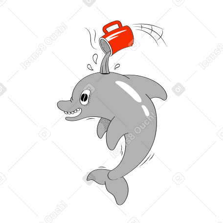 Dolphin drinking coffee PNG, SVG