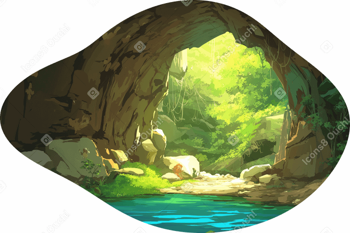 明るい背景の洞窟 PNG、SVG