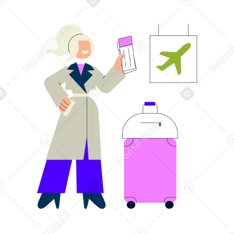 La donna all'aeroporto sta aspettando un volo PNG, SVG