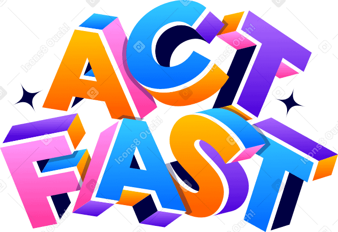 Schriftzug „act fast text“. PNG, SVG