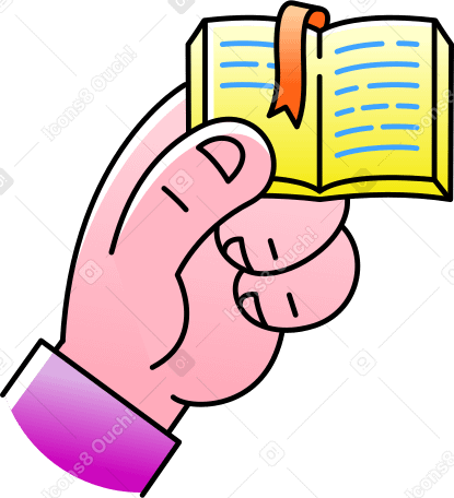 hand holding a book with a bookmark Illustration in PNG, SVG