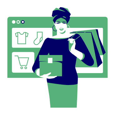 Woman shopping online PNG, SVG