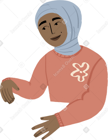 girl in hijab looking down and holding something in her hands PNG, SVG