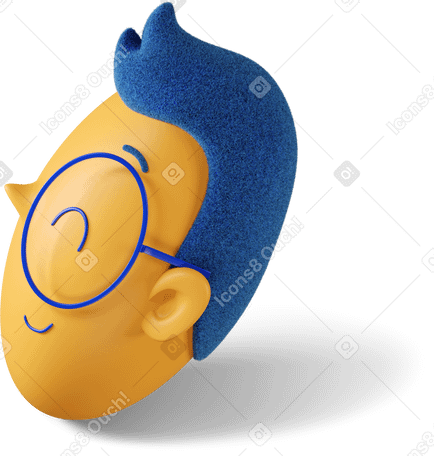 3D Side view of a winking boy's head turned left Illustration in PNG, SVG