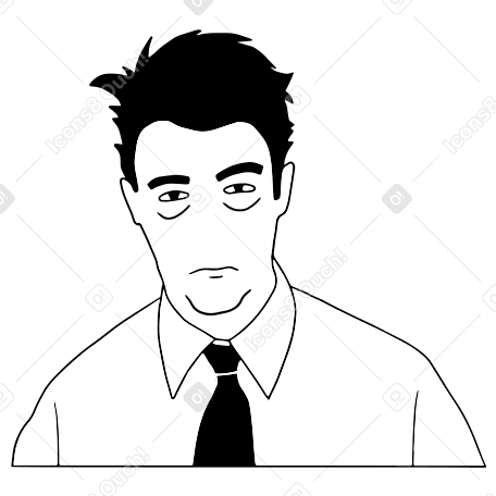 Сонный офисный работник смотрит в камеру в PNG, SVG