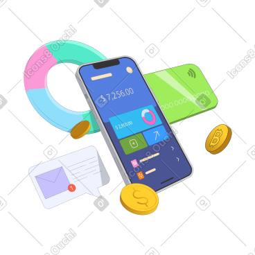 E-wallet and personal finance management animated illustration in GIF, Lottie (JSON), AE