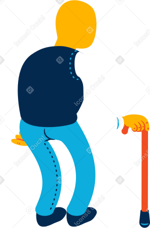old man standing back Illustration in PNG, SVG