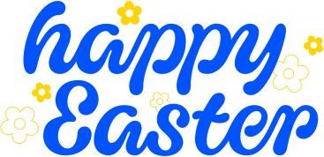 lettering happy easter with flowers text PNG, SVG