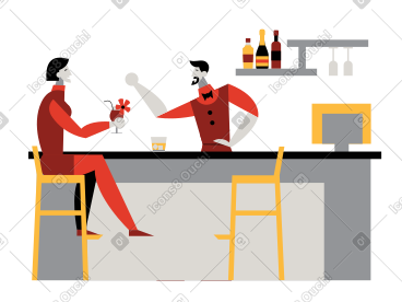 Woman drinking alcohol with bartender PNG, SVG
