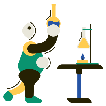 Chemist conducting laboratory experiment with flask PNG, SVG