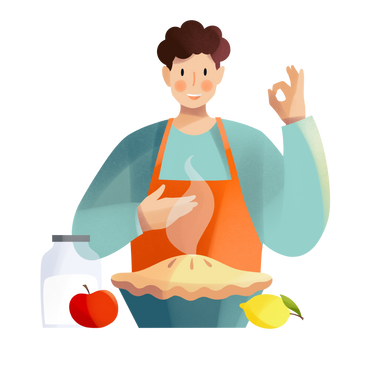 Young man baked a pie PNG, SVG