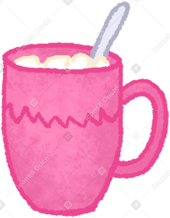 pink mug with marshmallows PNG, SVG
