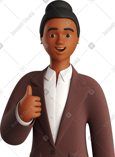 Black businesswoman in brown suit showing thumbs up PNG, SVG