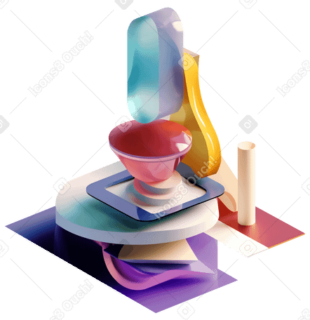 3D stack of abstract different fluid shapes PNG, SVG